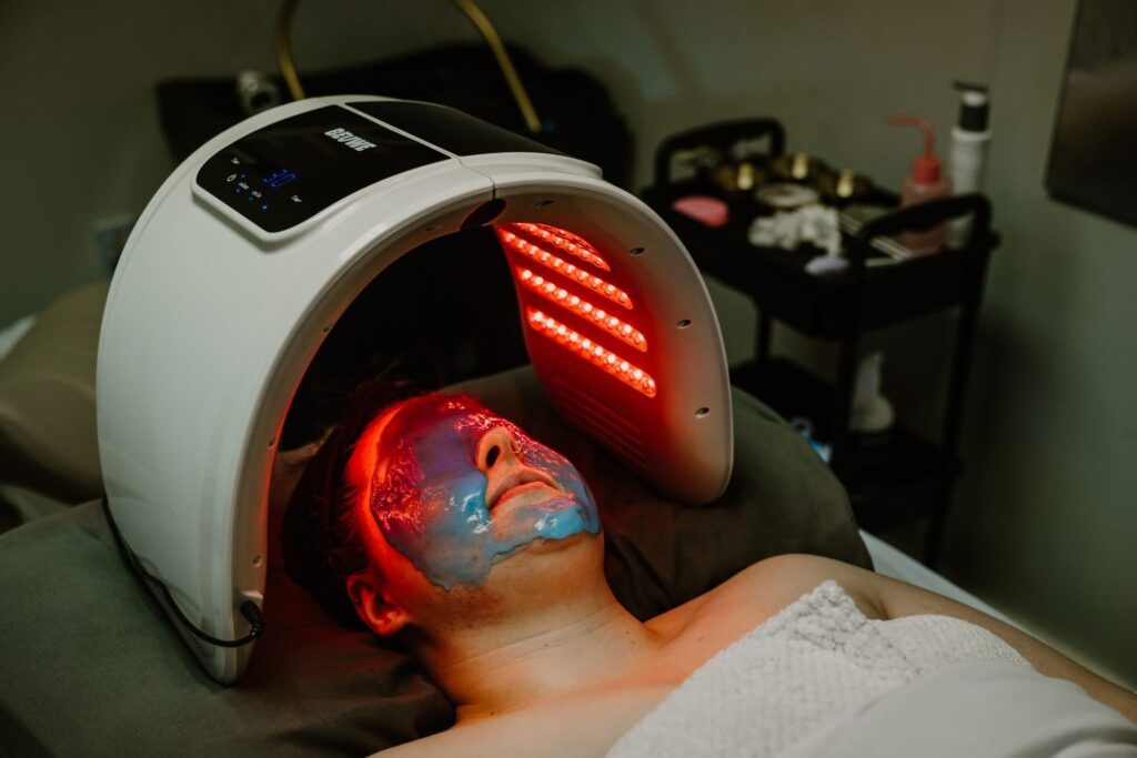 Red LED light facial treatment